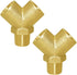 Brass Pipe Fitting Y-shaped 1/4" NPT Female x 1/4" NPT Female x 1/4" NPT Male Connector 3-way Fitting Coupler Adapter (Pack of 2)