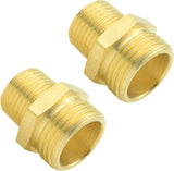 3/4" GHT Male x 1/2" NPT Male Brass Pipe Fittings Hex Nipple Adapter(Pack of 2)