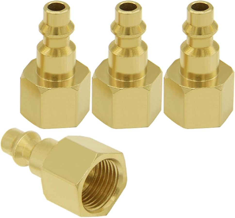 4PCS Air Plug to 3/8" Flare Female SAE Flare Fittings SAE 45° Female Industrial Brass Air Hose Quick Connect Air Fittings