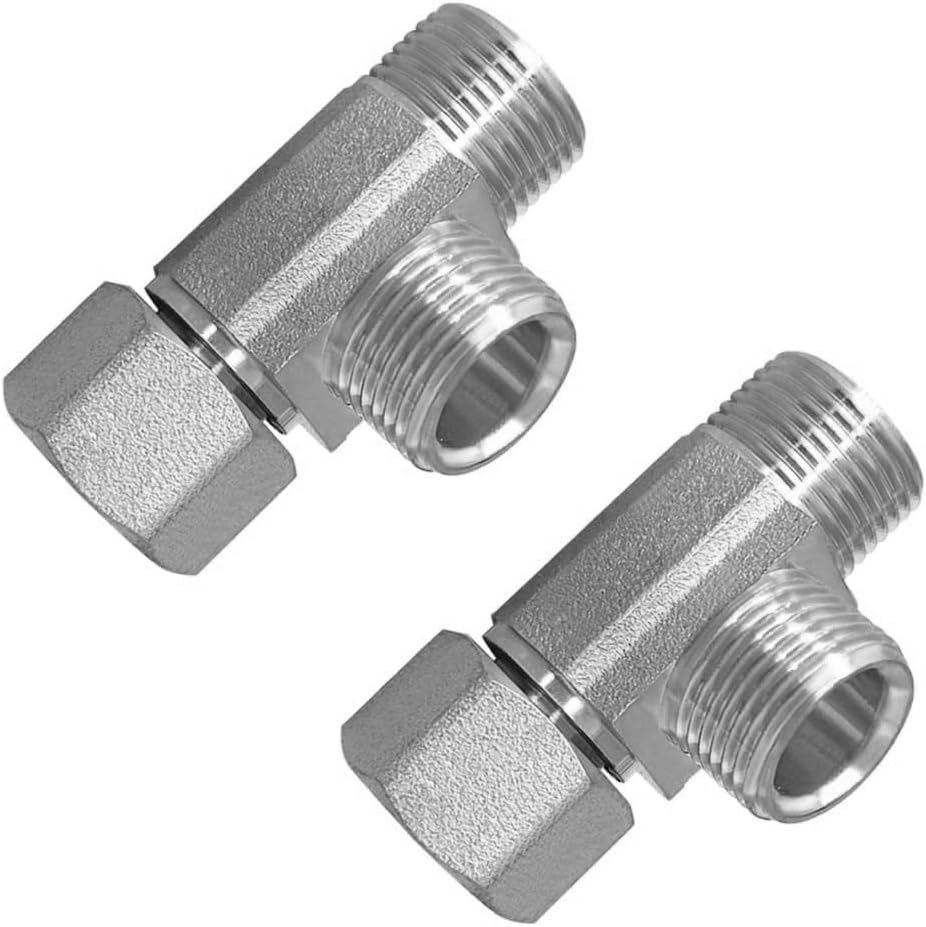 2PCS Lead-Free Brass Nickel Plating Angle Stop Add-A-Tee Valve 3/8" COMP Inlet x Outlet x Outlet for Faucet/Glass Rinser/Dishwasher/Toilet Tank