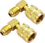 1/4" SAE Male to 5/16" SAE Female Flare Swivel Port 90 Degrees Elbow Adapter for R410A Mini Split HVAC System (Pack of 2)