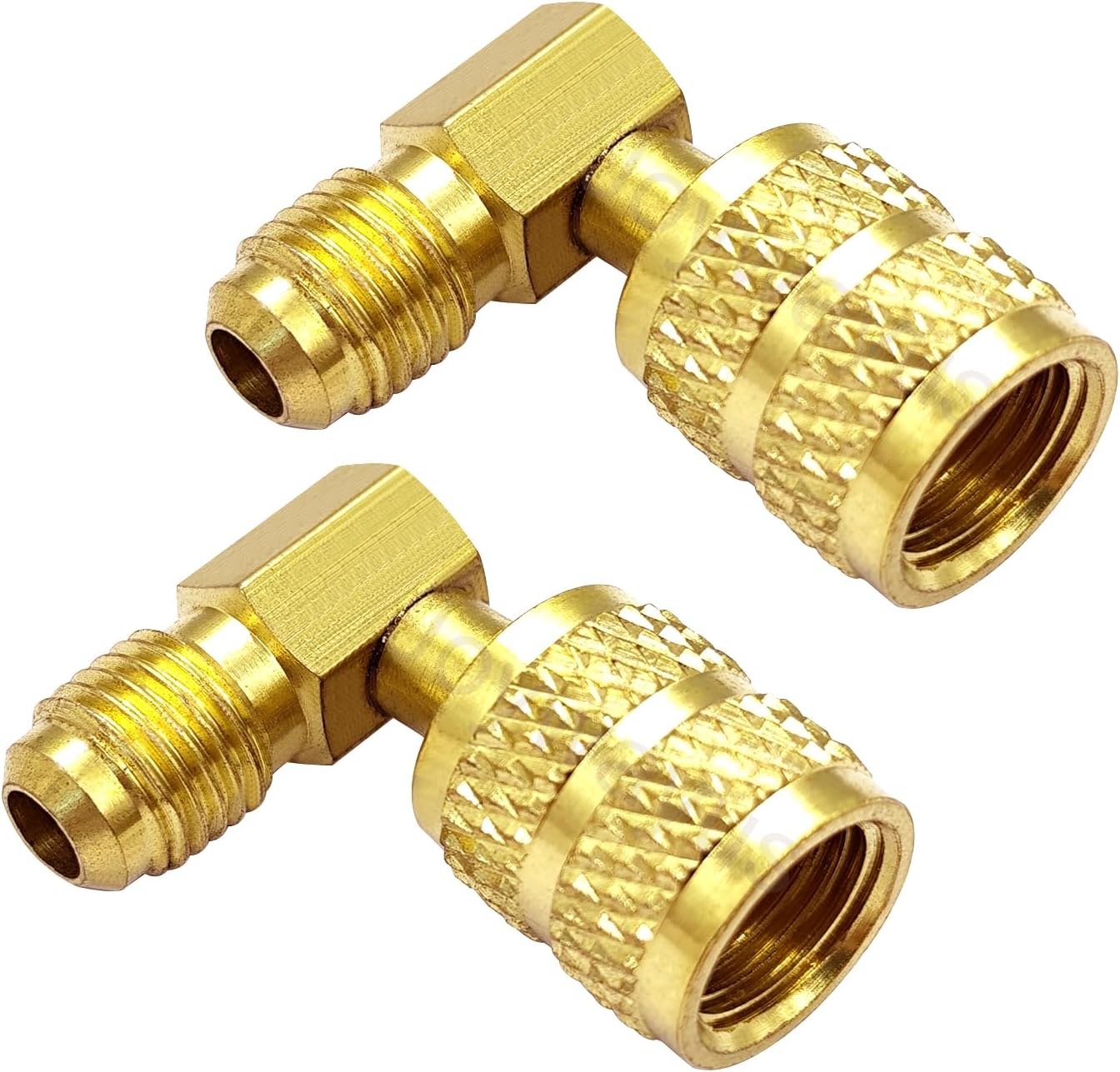 1/4" SAE Male to 5/16" SAE Female Flare Swivel Port 90 Degrees Elbow Adapter for R410A Mini Split HVAC System (Pack of 2)
