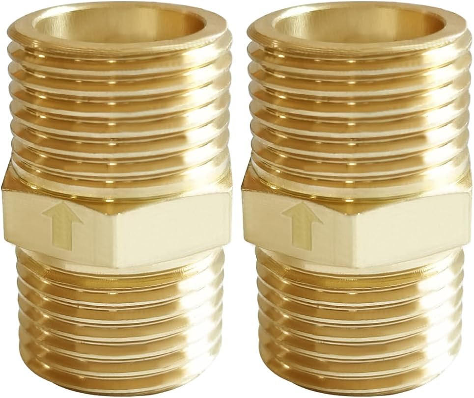Brass Check Valve 1/2" Male to 1/2" Male Thread One Way Non Return Backflow Preventer Check Valves (Pack of 2)