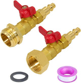 Brass Winterize Blowout Adapter Kit 1/4" Male Quick Connect to 3/4" Male or Female GHT Thread with Ball Valve Fitting (Pack of 2)