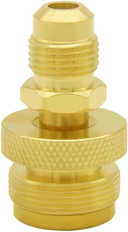 1LB Propane Disposal Adapter Fitting 1"-20 Male Throwaway Cylinder Thread to 3/8" Flare Male, Portable Camping Grill Stove Parts for Heaters, Burner, Cooker, Solid Brass