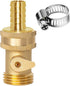 Brass 3/4" GHT Shut-Off Ball Valve and 5/8" Barb Garden Water Hose Connector with Clamp Fittings for House/Boat/Lawn/Power Wash/Irrigation