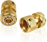 1/2" ID Hose Solid Brass Fitting Closed Flow Garden Tools Quick Repair Damaged Leaky Adapter Garden Water Irrigation Quick Connector (Pack of 2)