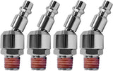 4PCS 1/4" NPT Male Thread Air Plug Pre-coated Sealant Industrial Swivel Coupler Steel Chrome Plating Construction