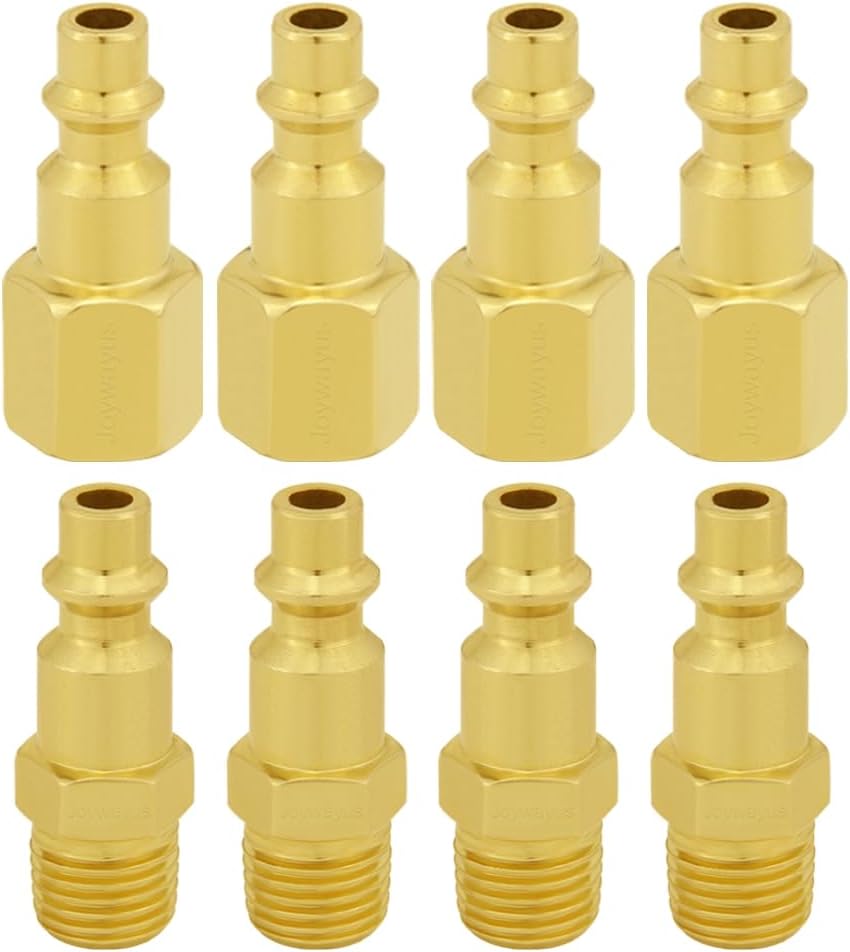 8PCS Brass 1/4 Inch NPT Female and Male Industrial Air Hose Quick Connect Air Plug Fittings