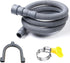 6 Feet Universal Washing Machine Drain Hose Flexible Dishwasher Drain Hose Extension Kits Corrugated Washer w/ 2 Clamps 1 adapter 1 U-Bend Holder