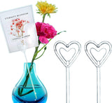 Floral Pick Card Holder 50pcs 10inch Plastic Straight Head Flower Pick Card Holder for Floral Arrangement Bouquet Wedding Decoration (Heart Shape Head)