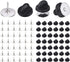 50 Pairs Pin Backings Tie Tacks Blank Pins with Rubber Backings Pinbacks for Crafts (Silver Black, 50 Sets)