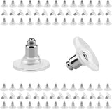 Earring Backs 240pcs Replacements Silver Plated Pierced Hypoallergenic Earring Backs Stoppers Safety Bullet Clutch with Pad for Posts