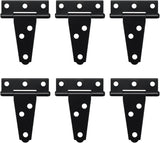 Heavy Duty T Hinge, 6 pcs, 2 Inch, Black, Powder Coated Metal Alloy