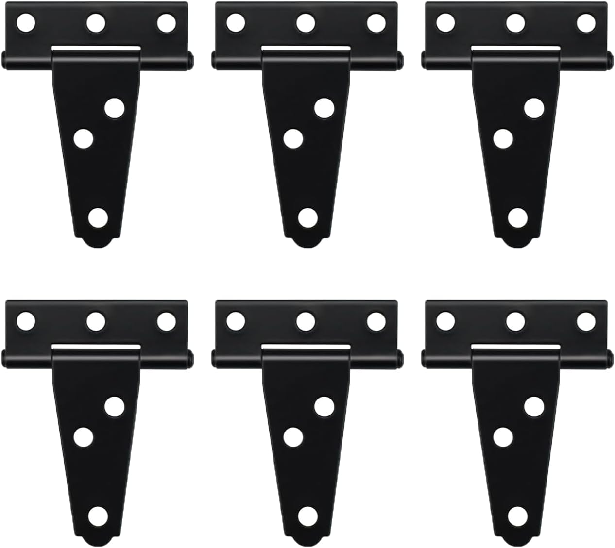 Heavy Duty T Hinge, 6 pcs, 2 Inch, Black, Powder Coated Metal Alloy