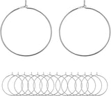 Hoop Ear Wires 30pcs Stainless Steel 30mm Wine Glass Charm Rings Earring Hoops for Jewelry Making Earring Making DIY
