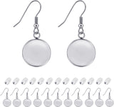 Earring Kit 30pcs Blank Ear Wire Hook 14mm Stainless Steel Cabochon Setting Earring Bezel with Rubber Backs for Cabochon Resin DIY Earwire Making (14mm, 30pcs)