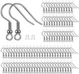 300pcs Stainless Steel Earring Hooks with Rubber Backs, Silver, Elegant, Polished, Hypoallergenic, DIY Ear Findings Supplies