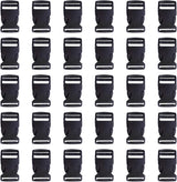 Side Release Buckle 1 Inch Plastic Buckles Clip Adjustable Release for Paracord Webbing Belt (Black, 1 Inch, 30 Piece)