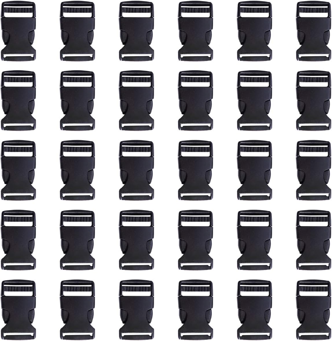 Side Release Buckle 1 Inch Plastic Buckles Clip Adjustable Release for Paracord Webbing Belt (Black, 1 Inch, 30 Piece)