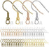 Earring Hooks 200pcs Earring Findings Kits with Backs Fish Hook Ear Wire for Jewelry Making DIY Ear Post Supplies (200pcs Earwires Mix Colors and 200 pcs Backs)