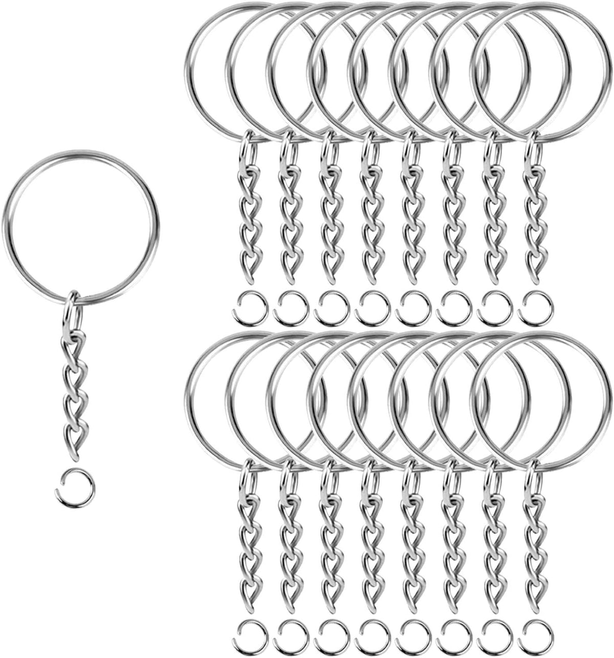 Split Keychain Ring Silver Keychain Rings for Crafts Metal Key Chain Kit for Jewelry Making Key Chains Accessories Craft DIY (25mm, 150pcs)