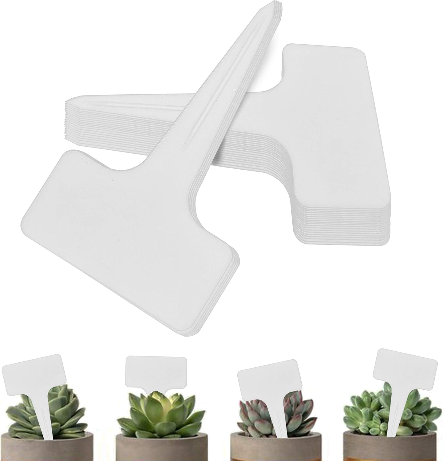 Plant Labels 70pcs Plant Tags T Type Markers Plastic Garden Signs Identification Stakes Garden Markers for Outdoor (White)