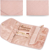 Travel Jewelry Organizer Bag Anti-Tangle Foldable Small Jewelry Roll Travel Case Accessory for Necklaces, Earrings, Rings, Bracelets, Watches, Pink