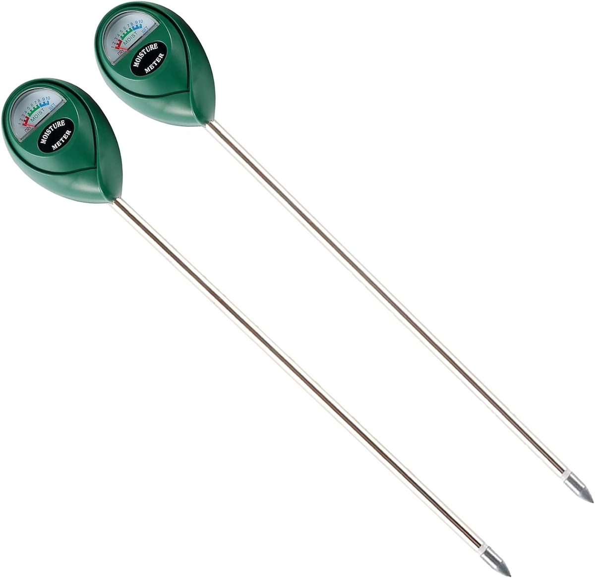 Extended Long Probe Soil Moisture Meter, 2 Pack Plant Water Meter Soil Meter Moisture Sensor Hygrometer for Indoor Outdoor Plant Care,No Battery Needed(Green)
