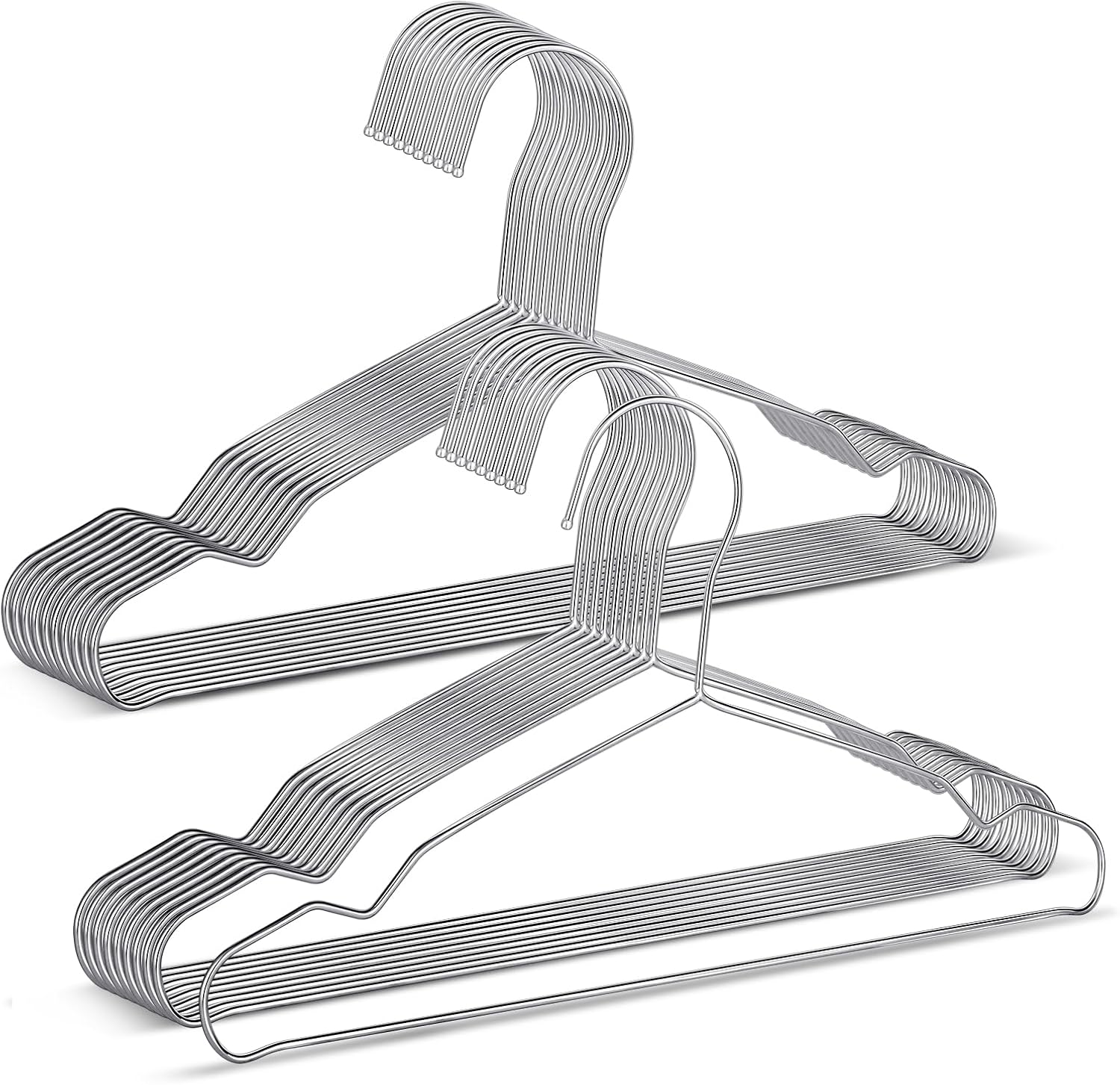20 Pack Silver Stainless Steel Kids Hangers, Space-Saving Non-Slip, Perfect for Baby, Toddler & Kids' Clothes