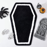 Halloween Decor Black Coffin Bath Mat for Bathroom, Cute Gothic Halloween Decoration Black Bathroom Rug Non Slip Cartoon Bath Rug Bathroom Mat Plush Shower Rugs Washable Black White