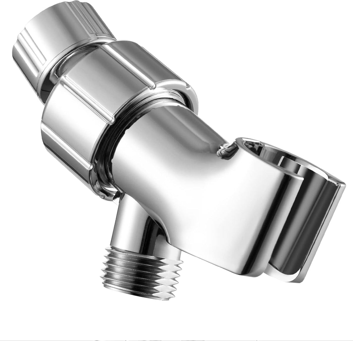 Shower Head Holder for Handheld Shower Head, Adjustable Shower Arm Mount for Connecting Shower Arm and Shower Hose, 1/2 Inch IPS Female Inlet and Male Outlet, Chrome Finish