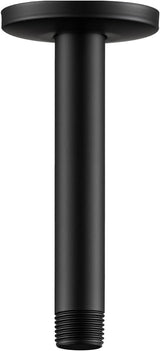 Shower Arm with Flange, 6 in Ceiling Mount Replacement Rain Shower Head Straight Arm Ceiling-Mounted For Fixed Shower Head & High Pressure Rain, Matte Black