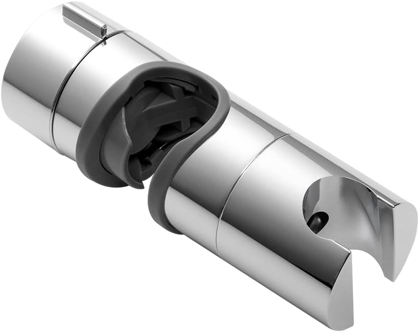 Shower Head Holder for Slide Bar Adjustable 0.71-1.00 in(18-25 mm) O.D, Adjustable Holder for Slide Bar Slider Clamp Bathroom Replacement, 360 Degree Rotation Sprayer Holder, Chrome Plated