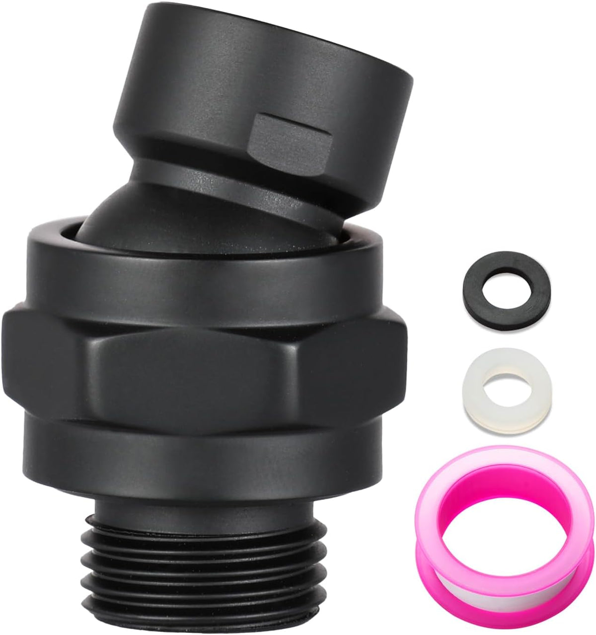 Shower Head Swivel Ball Adapter, All Metal Adjustable Shower Arm Extension Connector Universal Showering Component Solid Brass, Matte Black