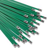 Green Zip Ties Made of Metal 95 PCS 11.8 in Ties Premium Heavy Duty Stainless Steel Wire Multifunctional Locking Exhaust Wrap Flexible Durable