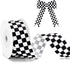 Black and White Checkered Ribbon - Racing Car Theme Black Grosgrain Buffalo Plaid Ribbon for Gift Wrapping, 1 in x 10 Yds White Gingham Ribbons for Crafts, Wreath, and Racing Cakes Decor