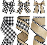 Buffalo Plaid Ribbon Wired – 3 Rolls 2.5'' x 18 Yards, Burlap Black and White Plaid Ribbons for Crafts, Christmas Gift Wrapping, Wreaths and Decoration