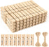 Mini Clothespins Wooden - Small Clothes Pins for Crafts 1.4 Inch,50 Pcs Natural Clothespins Clips with Jute String for Hanging Pictures,Photo Displays,Baby Cloth,Classroom Arts