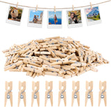 Mini Clothespins for Photo - 200 Pcs 1 Inch Small Natural Wooden Clothes Pins for Crafts with 33 FT Jute Twine Mini Photo Clips for Photos Display Cocktail Decoration