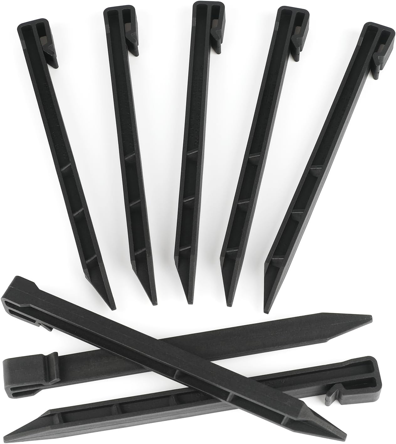 Landscape Edging Garden Stakes - 10 Inch Black Garden Landscape Anchoring Stakes Heavy Duty 12 Pcs Plastic Ground Stakes for Lawn & Garden Yard Borders