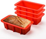 Silicone Mini Bread Loaf Pans for Baking, Small Loaf Pan Set of 4, 2.7x5.4 Inch Nonstick Bread Silicone Molds for Toast, Brownie, Loaf, Cake, Soaps