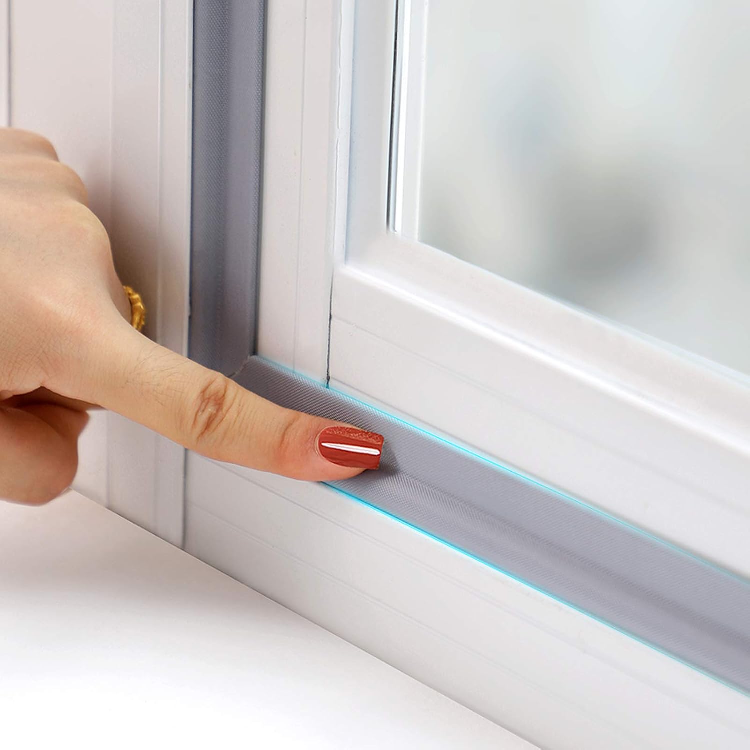 Draft Stopper Sweep, Door Weatherproofing Stripping, Window Seal Strip Self-adhisive Soundproof Cuttable Weather Length 6.56Ft - Grey
