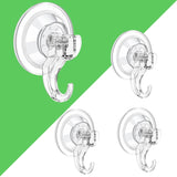 Suction Cup Hooks - 4 Pack Suction Hooks Reusable Powerful Waterproof - Clear Removable Suction Hanger for Christmas Wreath, Shower,Tile,Bathroom,Towel,Kitchen