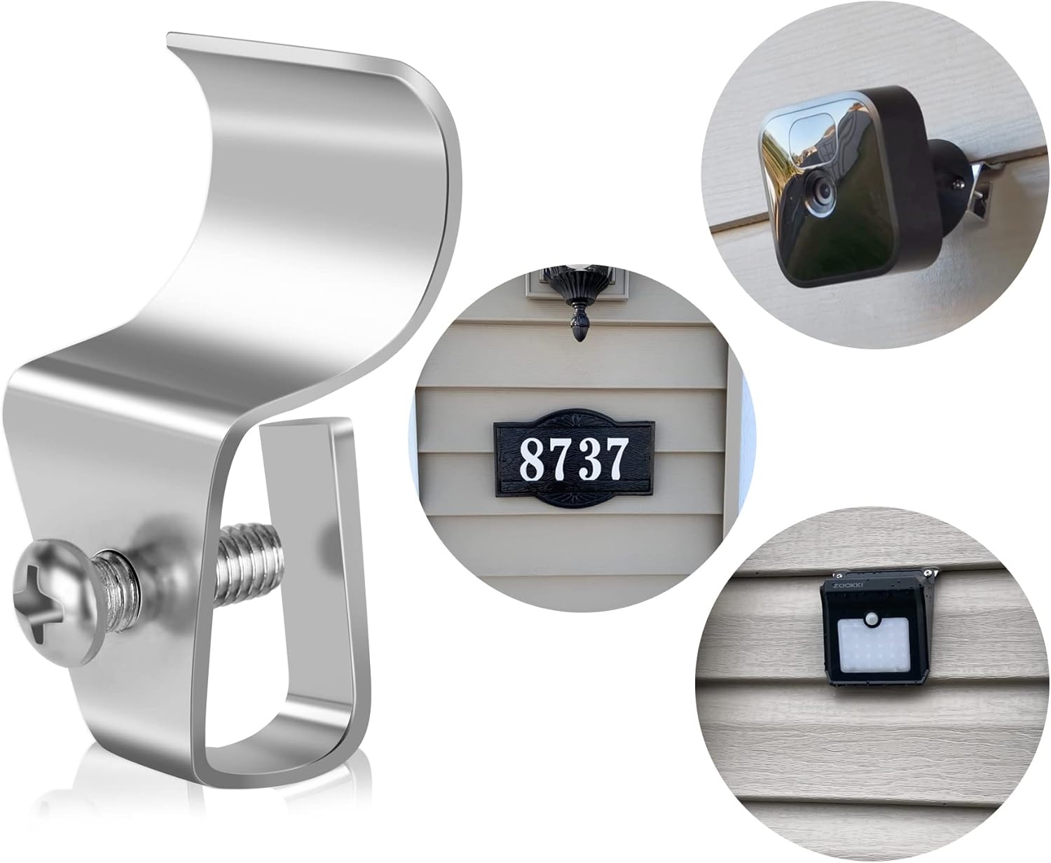 Vinyl Siding Clips,20-Pack No-Hole Outdoor Camera Mount,Vinyl Siding Hanger for Blink, Arlo, Ring, No-Damage, No Drilling, Weatherproof-304 Stainless Steel Home Siding Hooks - New Upgrade