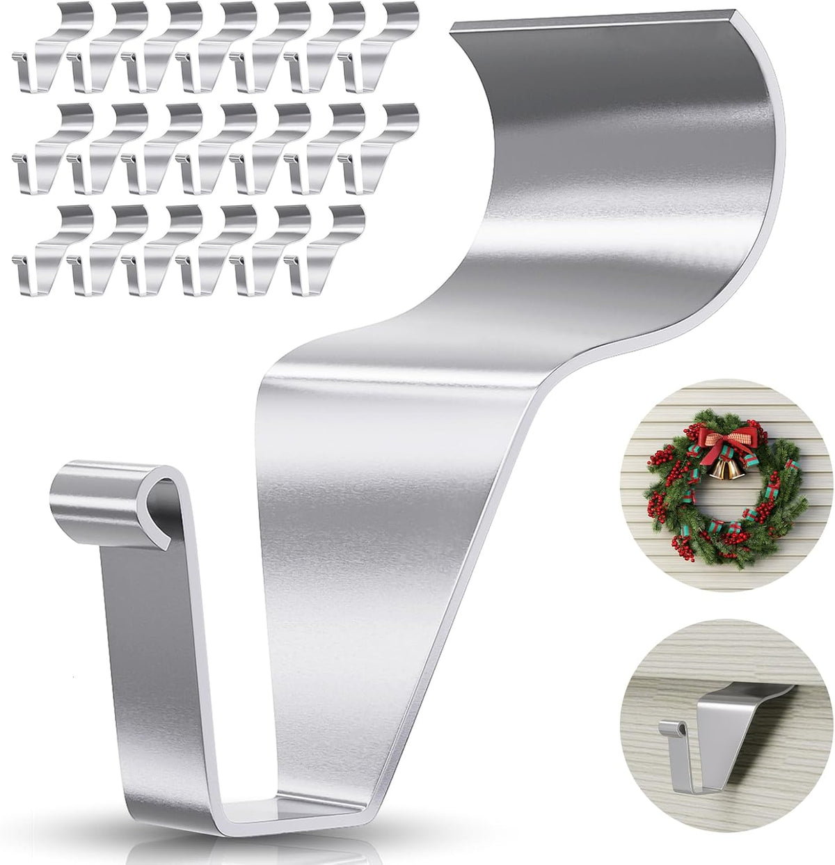 Heavy-Duty Stainless Steel Siding Hooks,20 Pack Vinyl Siding Hooks Hanger,No Hole Siding Hanging Hanger for Hanging on Patio,Vinyl Siding Clips Applicable to Outdoor or Holiday Decoration