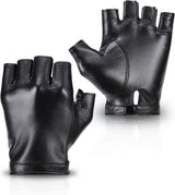 Fingerless PU Faux Leather Gloves, Driving Gloves Outdoor Sports Cosplay Costume Half Finger Glove for Women Men Teens