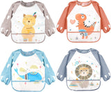Long Sleeve Baby Bibs, Waterproof Sleeved Bibs Smock for Toddler Baby Girls Boys Eating Feeding