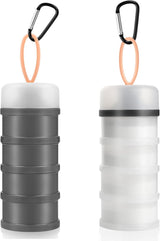 2 Pcs Protein Powder Container to Go with Funnels Stand, 4 Compartments Stackable Protein Powder Dispenser for Workout, Fitness, Travel