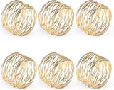 Napkin Rings, Metal Gold Round Napkin Rings Buckles for Table Decorations, Wedding, Dinner, Party, Set of 6